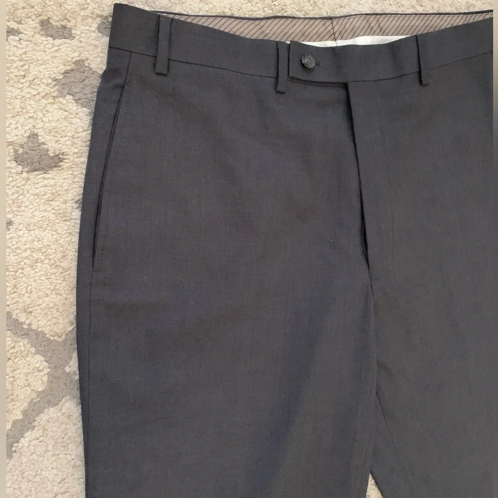 Calvin Klein Men’s Classic-Fit Solid Flat-Front Dress Pants Dark Gray